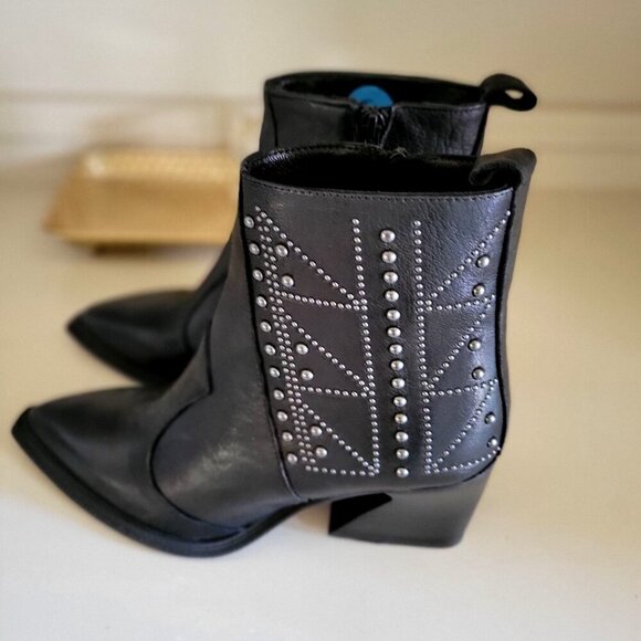 EMANUELE CRASTO Made in Italy Leather Booties with Studs women black-6.5 - Picture 3 of 9